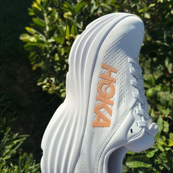 HOKA Bondi 8 sneakers size 9.5 White/ Cantaloupe New Season Women New in box - Picture 11 of 16